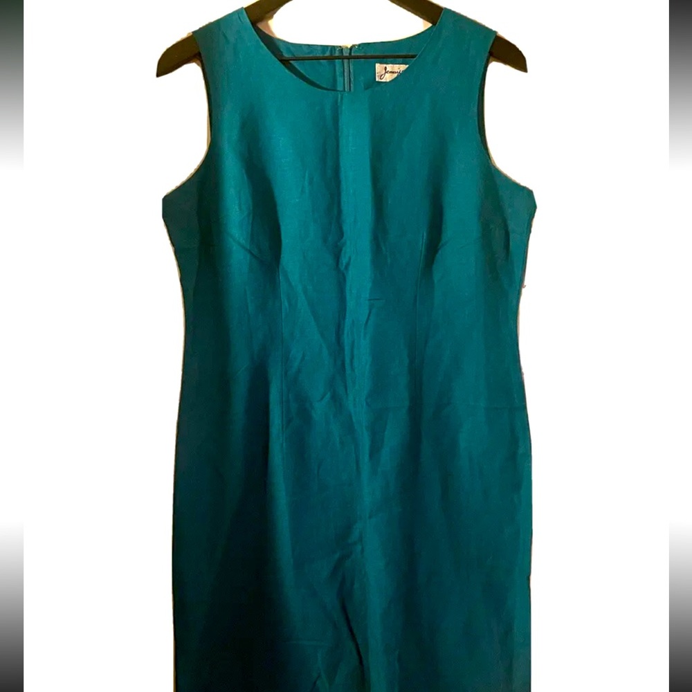 Vintage Jennifer Eden Teal Sheath Dress Size 12 New Old Stock